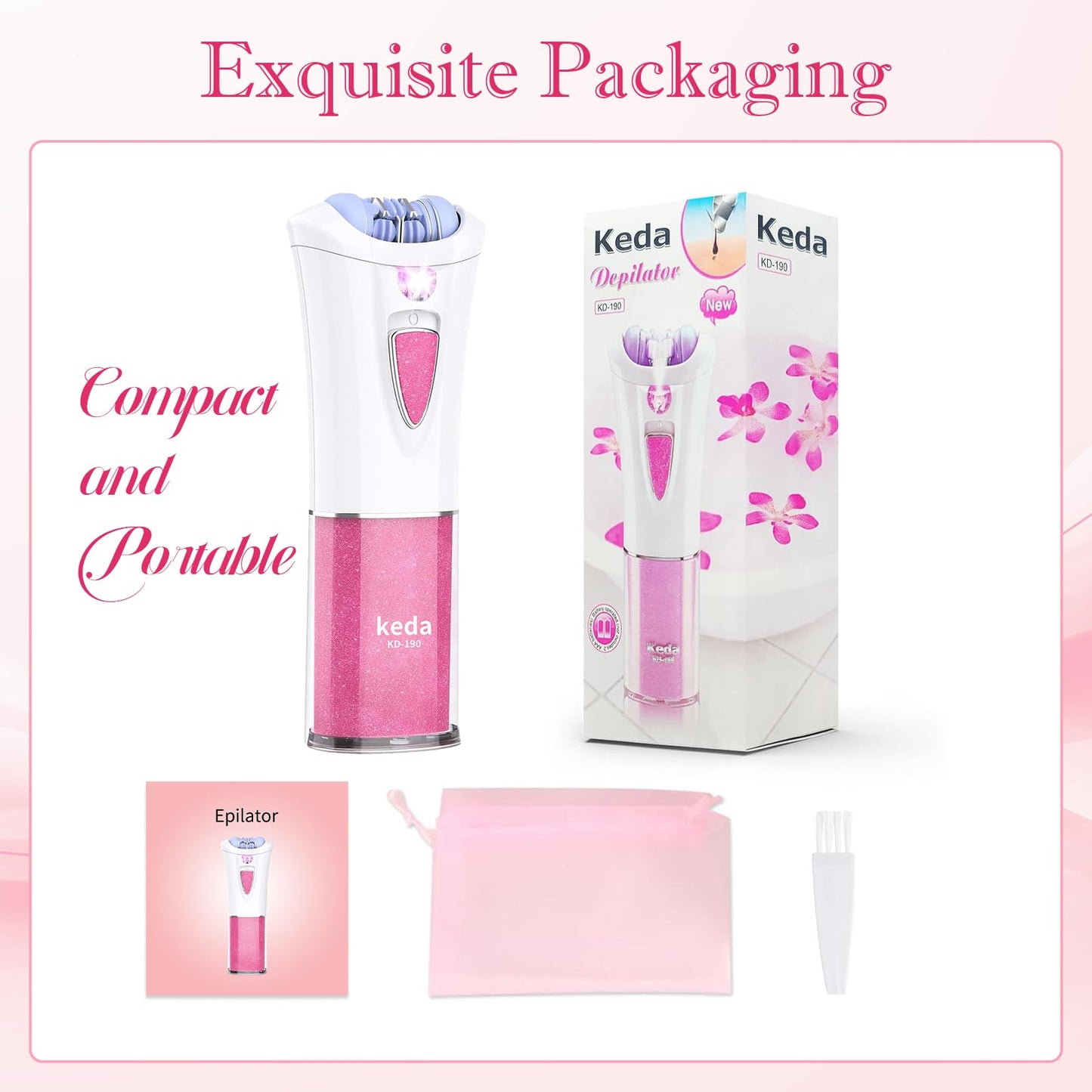 Skin Epilator, 2025 New Skin Hair Remover for Face, Facial Hair Removal for Women with LED Light, Cordless Epilators Hair Removal for Facial, Arms, Legs and Bikini (Pink)