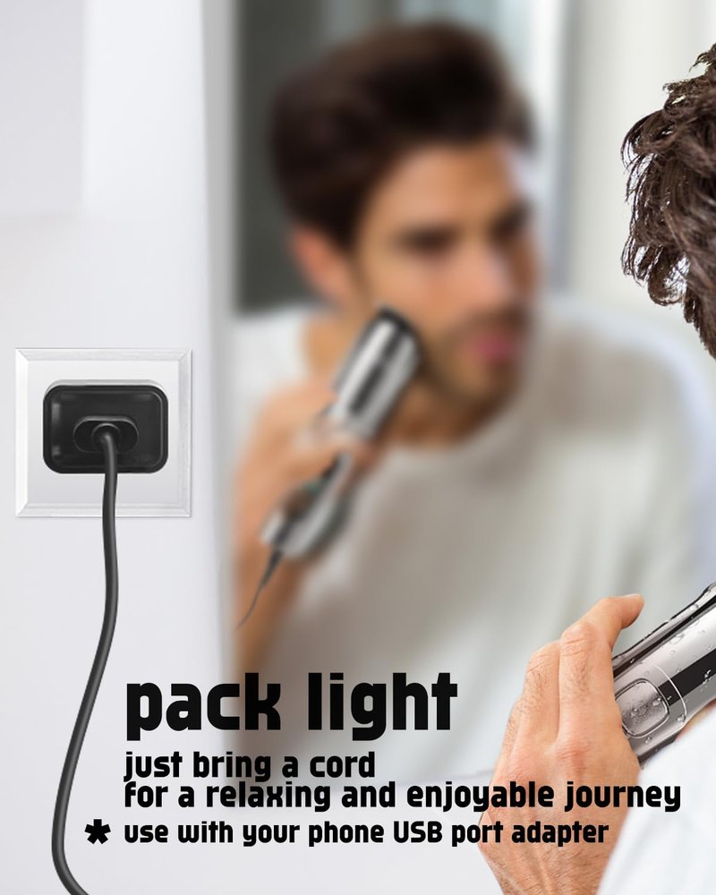 uijino USB Charging Cable Compatible with Brightup Beard Trimmer, 5V Charger for Brightup Hair Clippers FK-8688T FK-8788T IPX7 Waterproof Electric Razor Body Shaver, 1 Cleaning Brush, 3.3ft Power Cord