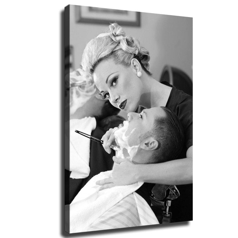 Hairdressing Salon Barber Shave Man Poster Prints Canvas Painting Wall Art for Living Room Bedroom Printins Wall Decor Gift (8x12inch-No Framed)