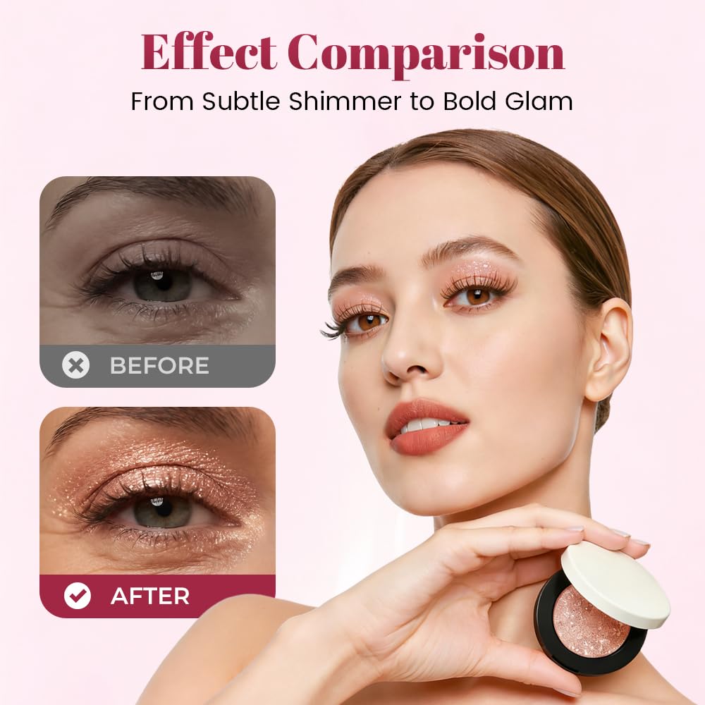 Multicolor Metallic Eyeshadow - Luminous Foil Finish, Buildable & Waterproof | Rose Gold