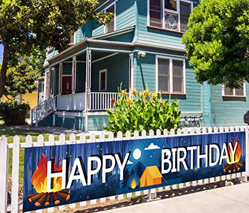Large Camping Birthday Banner - 9.8 x 1.6 ft Outdoor Decoration