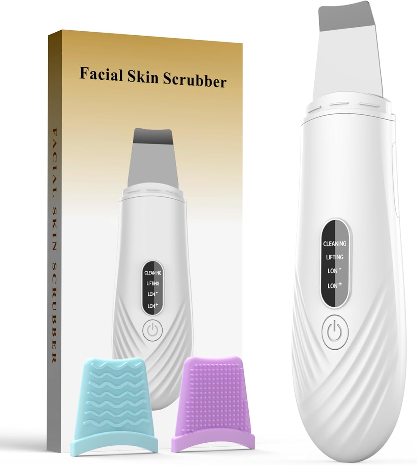 Face Scrubber - Skin Scrubber Spatula for Deep Cleansing | Blackhead Remover with 4 Modes (White)
