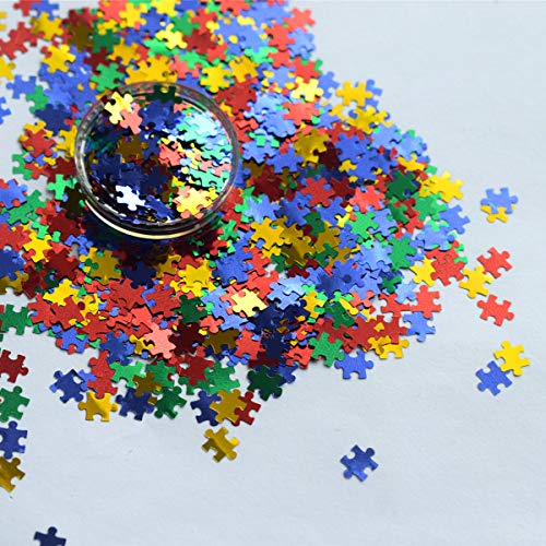 Holographic Puzzle Piece Nail Glitter Sequins - 50g Mix Colors