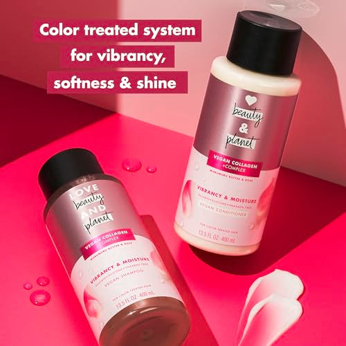 Love Beauty and Planet Vegan Collagen Moisture Shampoo with Rose - 13.5oz, Cruelty-Free, Sulfate-Free