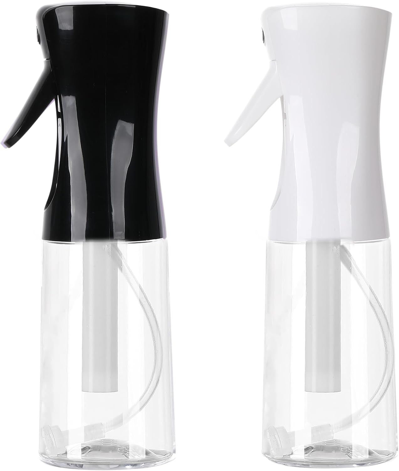 Continuous Spray Bottles for Hair - 200ml Reusable Mist Sprayer | Ideal for Hair Care, Plants & Cleaning (Black & White)