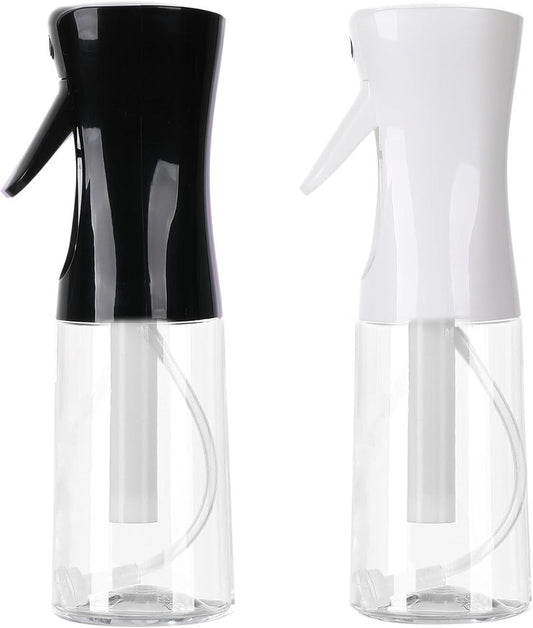Continuous Spray Bottles for Hair - 200ml Reusable Mist Sprayer | Ideal for Hair Care, Plants & Cleaning (Black & White)