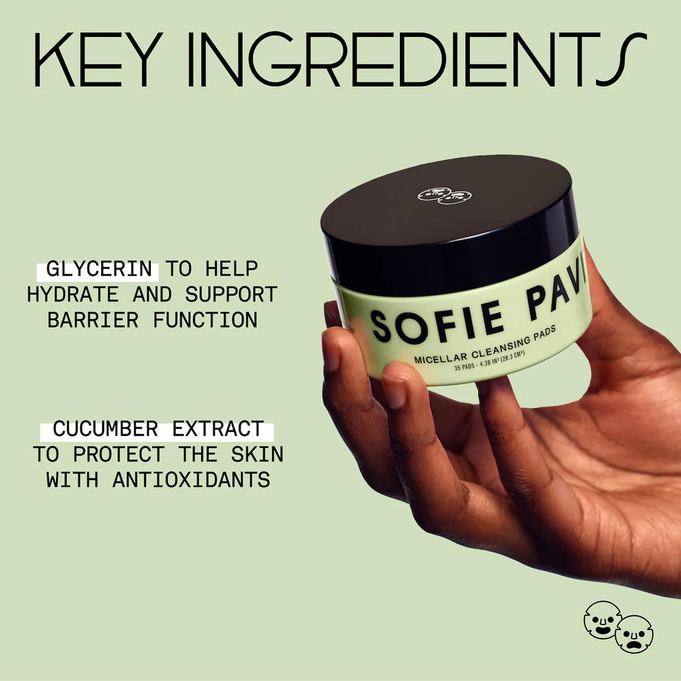 Sofiee Pavitt Face Micellar Makeup Removing Cleansing Pads, Pre Soaked Pads with Micellar Water and Cucumber Blend, 35 Count