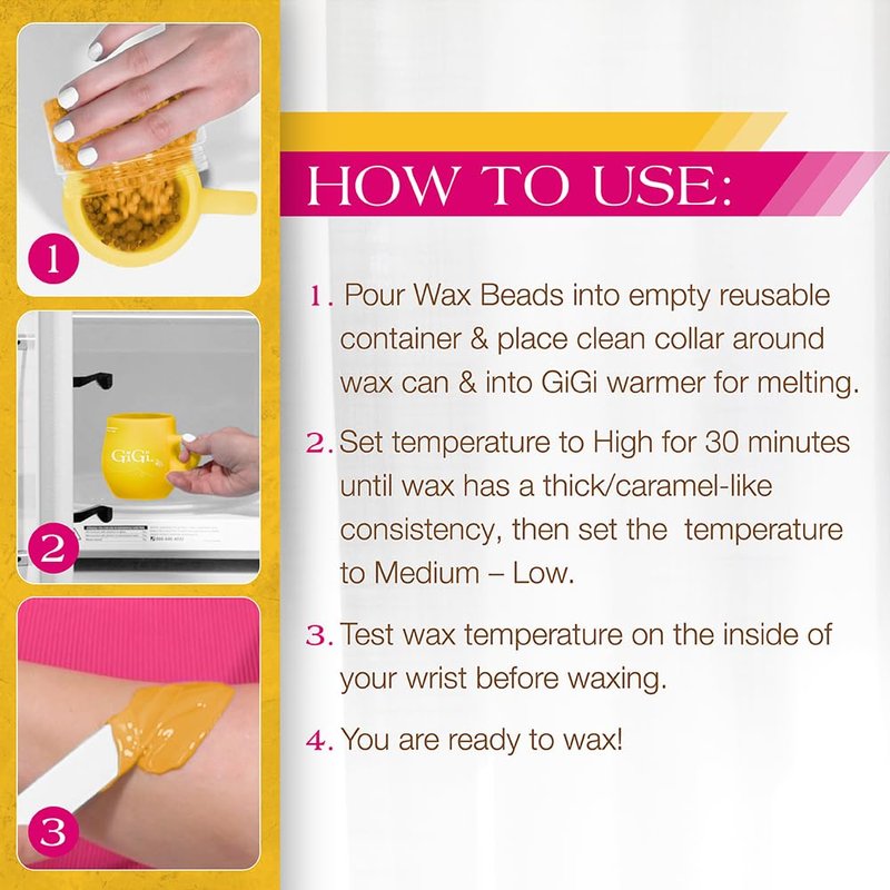 GiGi Microwave Wax Cup - Reusable Silicone Container Wax Warmer Cup for Hard Wax Beads, At-Home Hair Removal for Face & Body Waxing