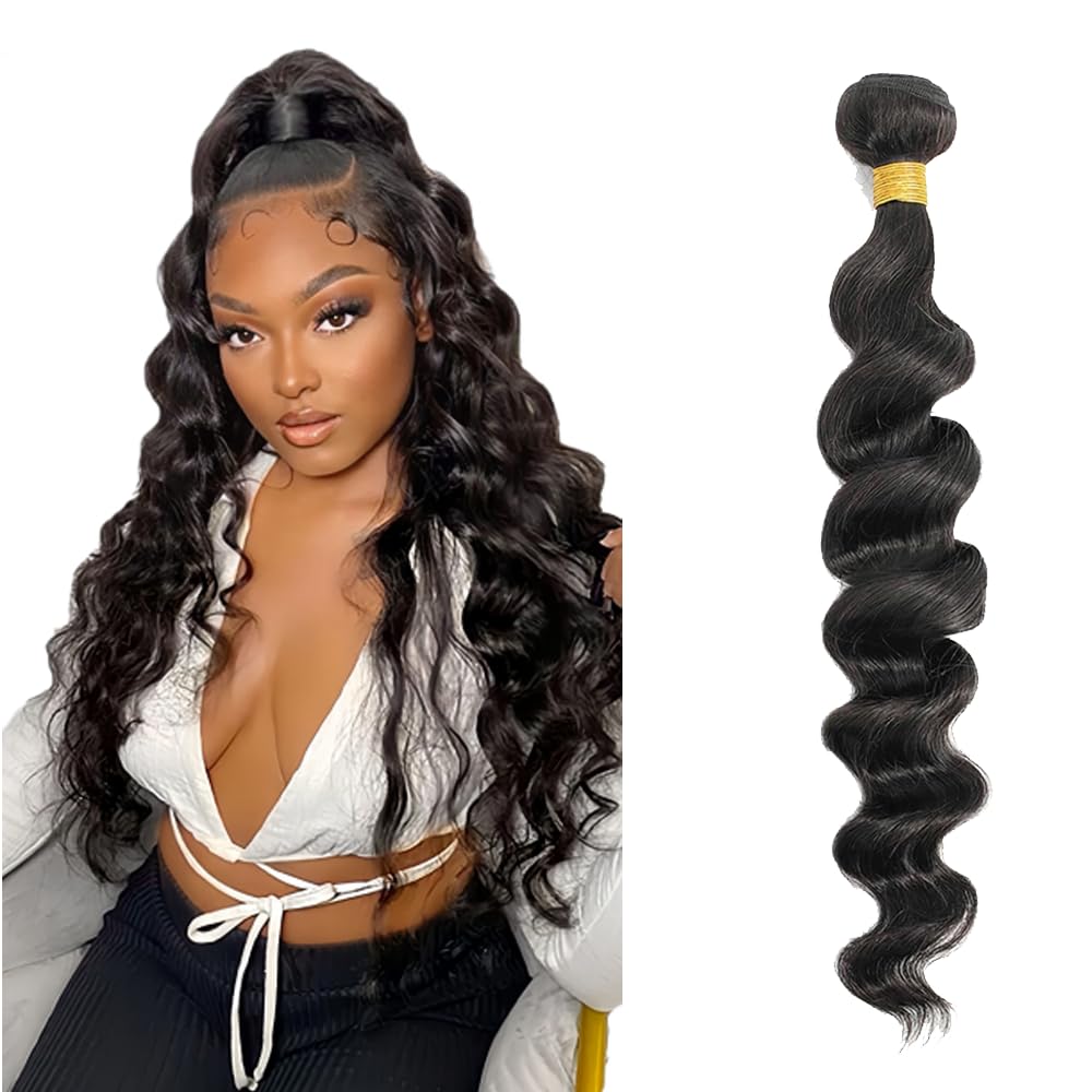30 inch Bundles Human Hair Loose Wave Bundles #1B Human Hair Bundle Natural Black Bundle 50g