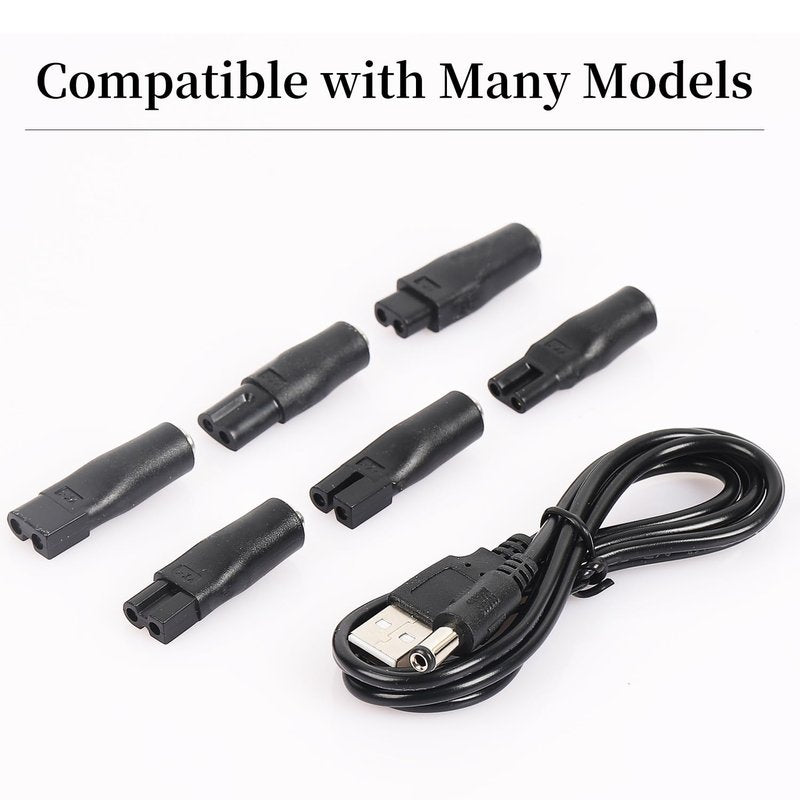 BaiWeiDun Universal Replacement 7PCS USB 5V Charger Cable, Compatible for Electric Hair Clippers, Beard Trimmers, Shavers, Beauty Instruments, Desk Lamps, Purifiers. (1)