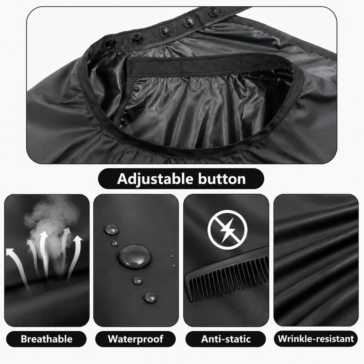 12 Pcs Waterproof Barber Cape 59"x51" Anti-Static Salon Cape with Adjustable Snap Closure for Hairdressing