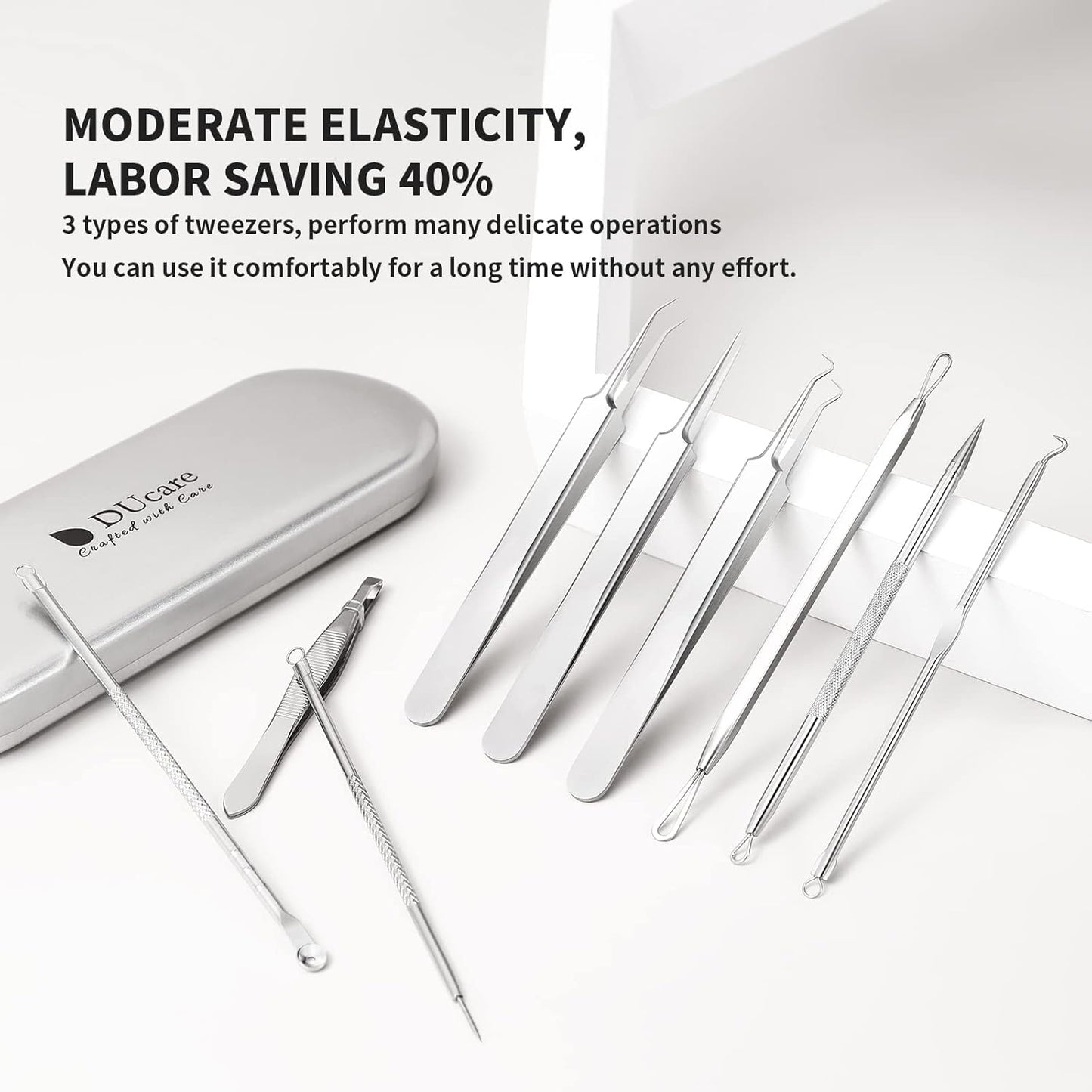 Blackhead Remover Tool Kit - 9 Piece Professional Stainless Steel Comedone Extractor Set