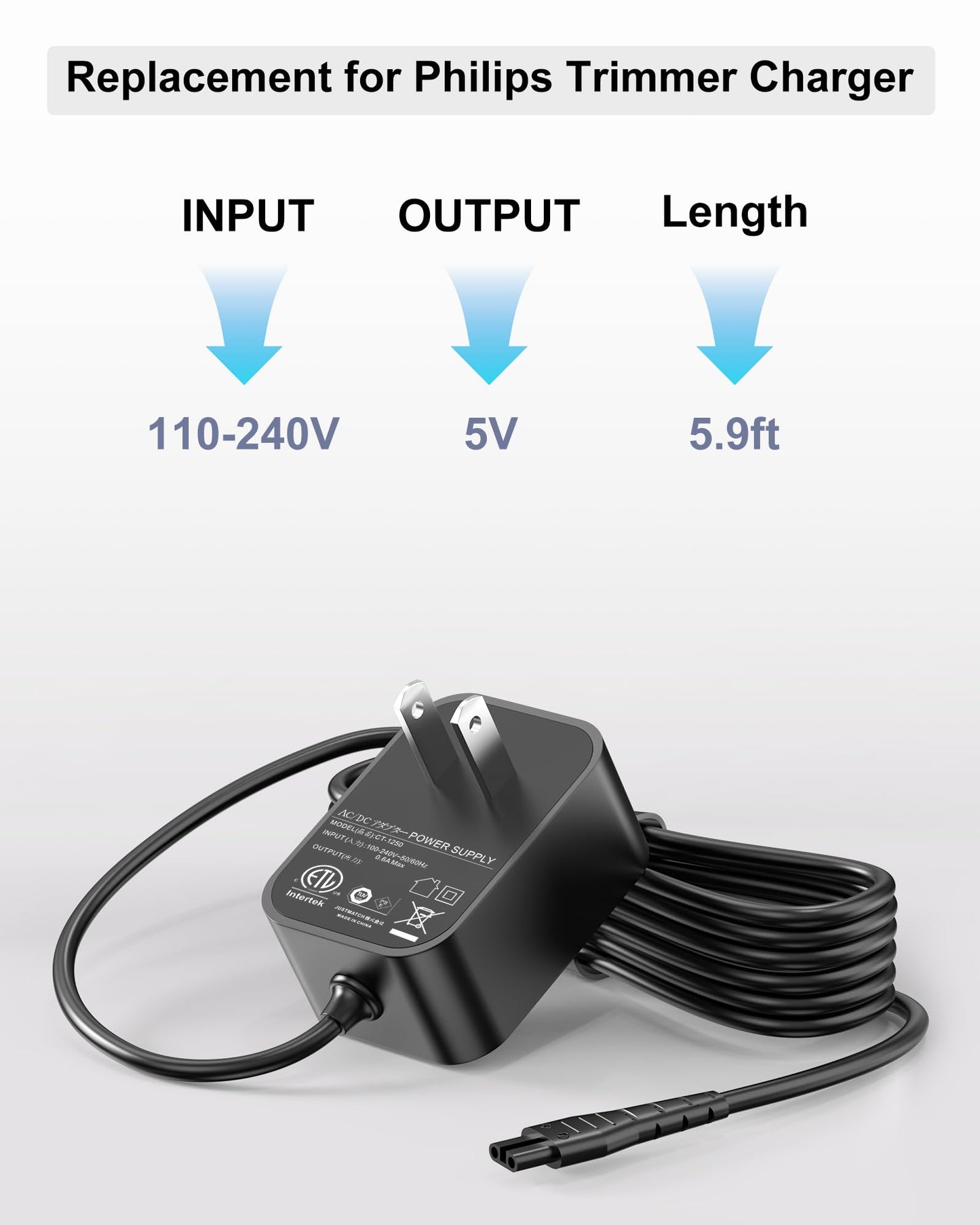 VHBW 5V for Remington Shaver Charger Cord Compatible with Remington HC5870/HC4250/PF7500/PF7600/PG6250/ PG6255/PG6170/PG6171/XR7000/XF8700/XR1400/HC5950 Shaver Trimmer,PA-0510N AC Adapter