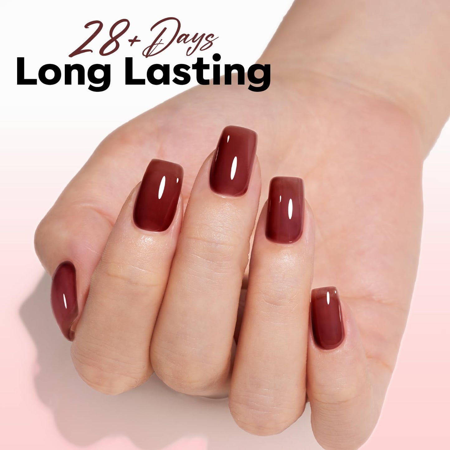Modelones Gel Nail Polish - Red Wine Sheer Translucent Color | 15 ML Soak Off for LED Manicure