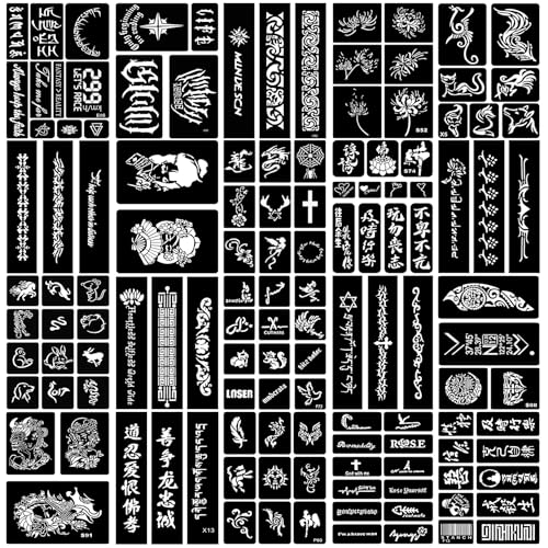 VERKSTAD Pattern E Temporary Tattoo Stencil Sheets for Kids & Adults