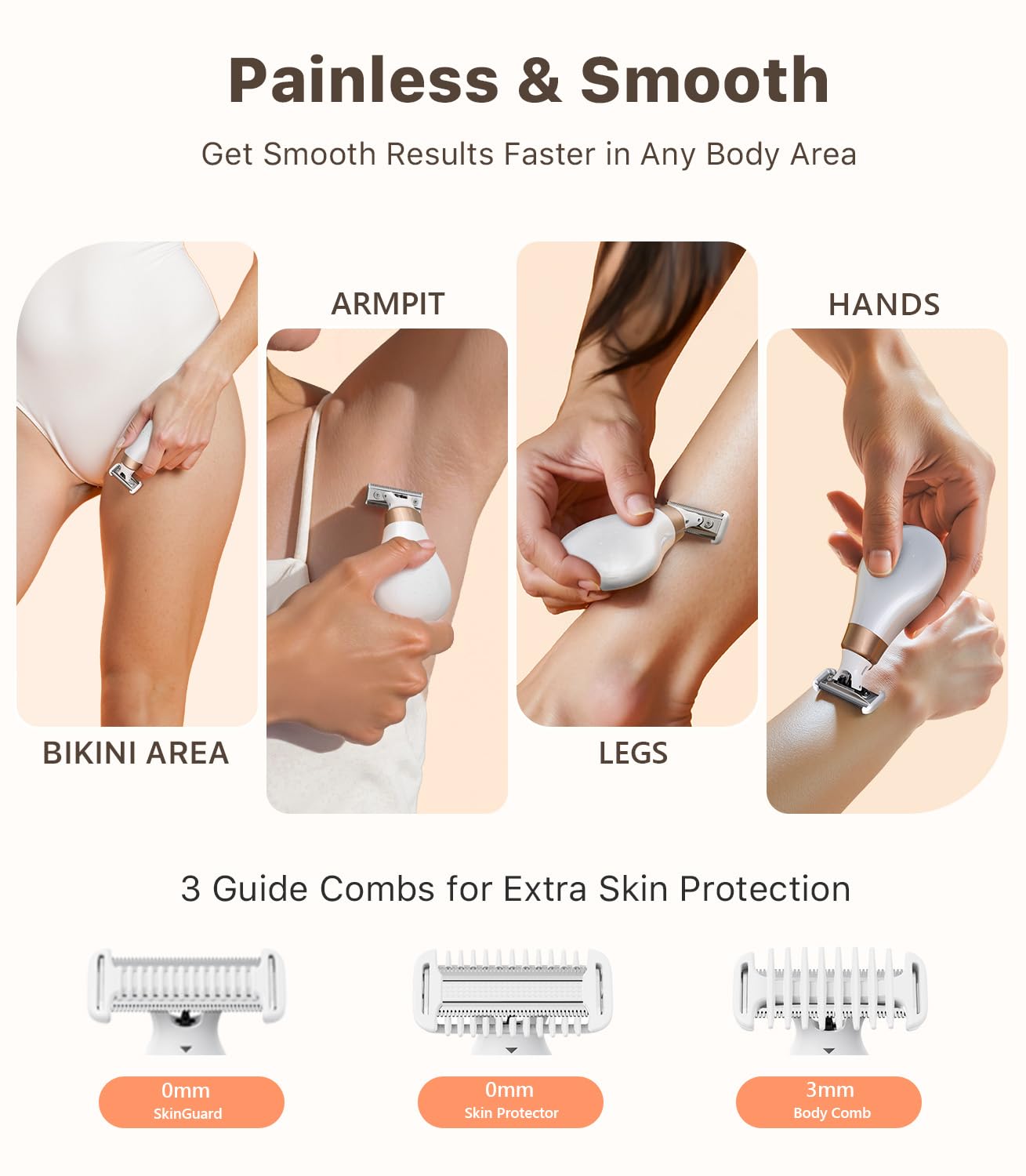 Trimcoo Mini Bikini Trimmer for Women - Intimate Pubic Hair Removal, Electric Body Groomer, Small Portable Wet/Dry Shaver, Magnetic Blade, USB-C Rechargeable with Travel Case, Easy to Clean (White)