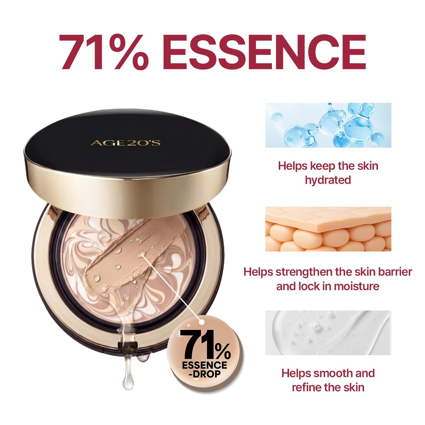 [Vegan] AGE20'S Signature Essence Pact | Pack of 1 | 21W WARM VANILLA | Korean Cushion Foundation | Cream Foundation, Dewy & Glow Finish, Natural Coverage, SPF 50+