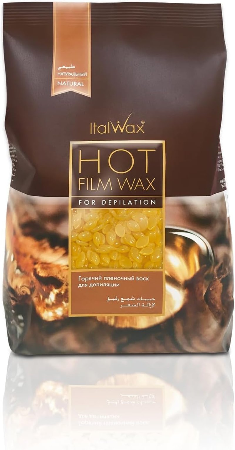 Italwax Classic Line Natural Hard Wax Beads 2.2 lb (1 kg) – Transparent Medium Setting Stripless Wax for Normal Skin & Large Areas – Made in Italy