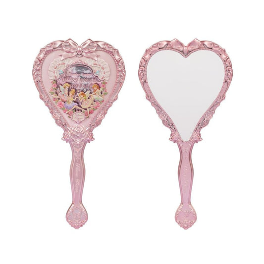 Flower Knows Midsummer Fairytales Hand Mirror,Vintage Heart Handheld Mirror,Fancy & Pretty Princess Handheld Mirror with Long Handle,Gift for Girls & Women(Milky Pink)