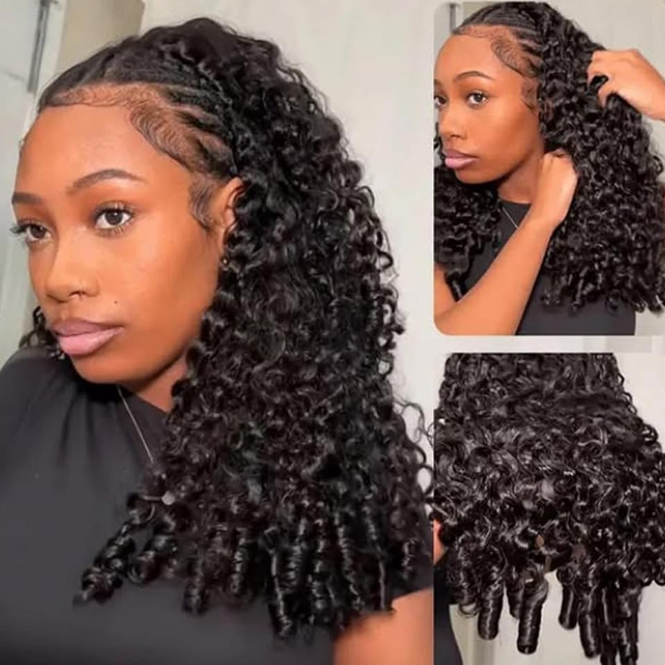 Burmese Curly Half Wig - 200 Density Human Hair | Beginner-Friendly 12 Inch Flip Over Design