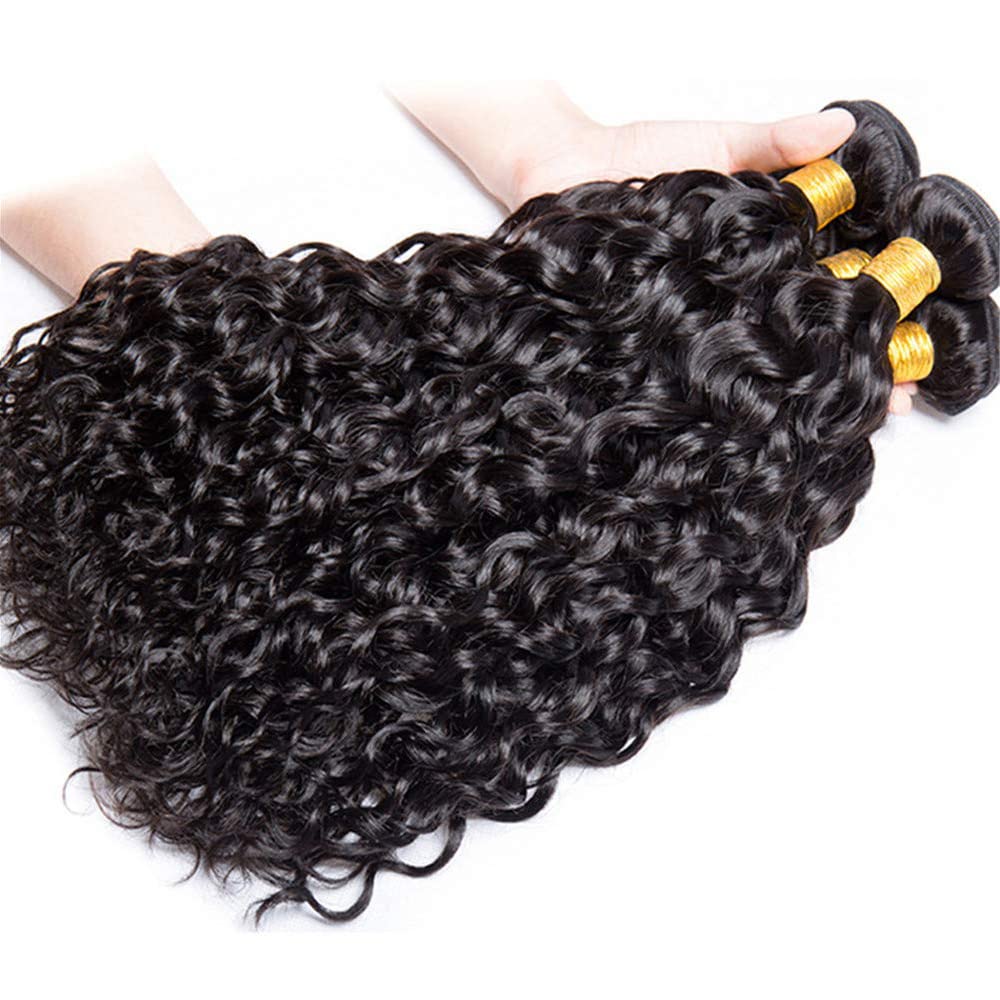 30 32 34 Inch Water Wave Bundles Human Hair Black Natural Colr 150g/3 Bundles Wet and Wavy Bundle Human Hair Extensions Brazilian Virgin Hair Weave