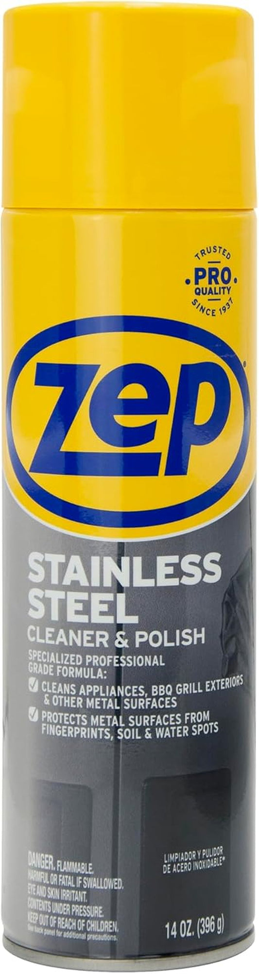 Zep Stainless Steel Cleaner - 14 oz Polish for Metal Surfaces | Protects Against Fingerprints & Water Spots