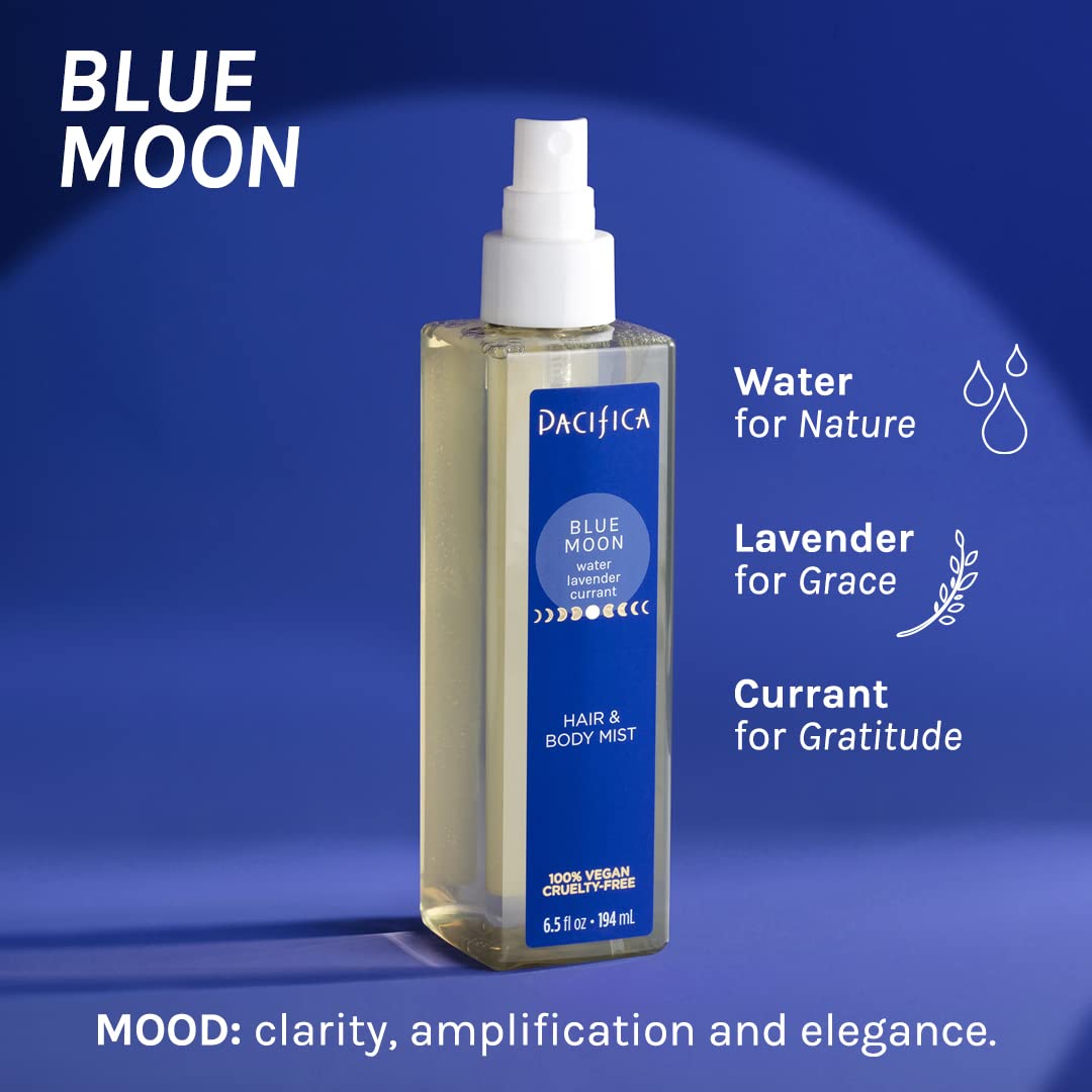 Pacifica Hair Perfume & Body Fragrance Mist - Blue Moon Lavender & Currant | Alcohol-Free, Vegan, 6.5 oz