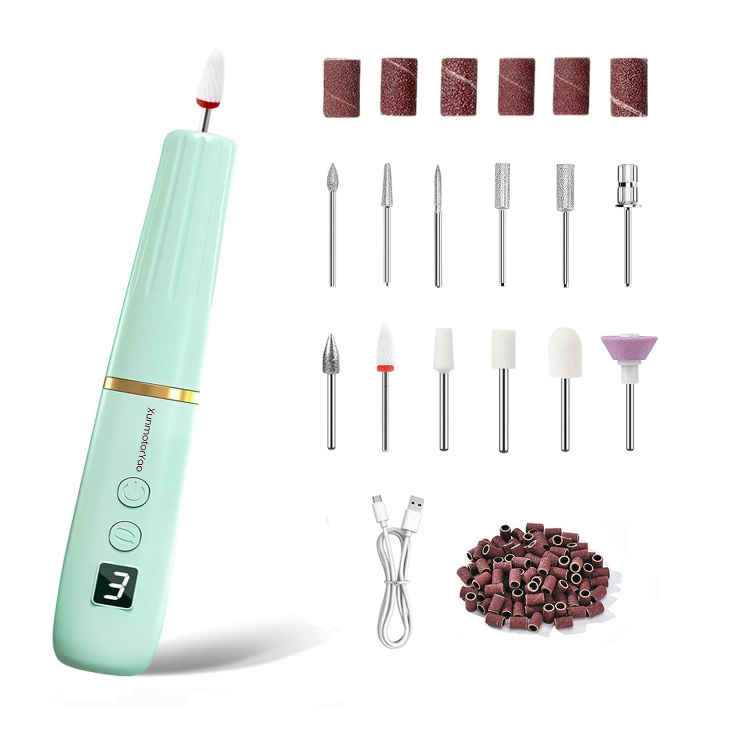 Electric Nail Drill File - Cordless 12-in-1 Acrylic Gel & Dip Kit | Portable Rechargeable Manicure Tools (Purple)