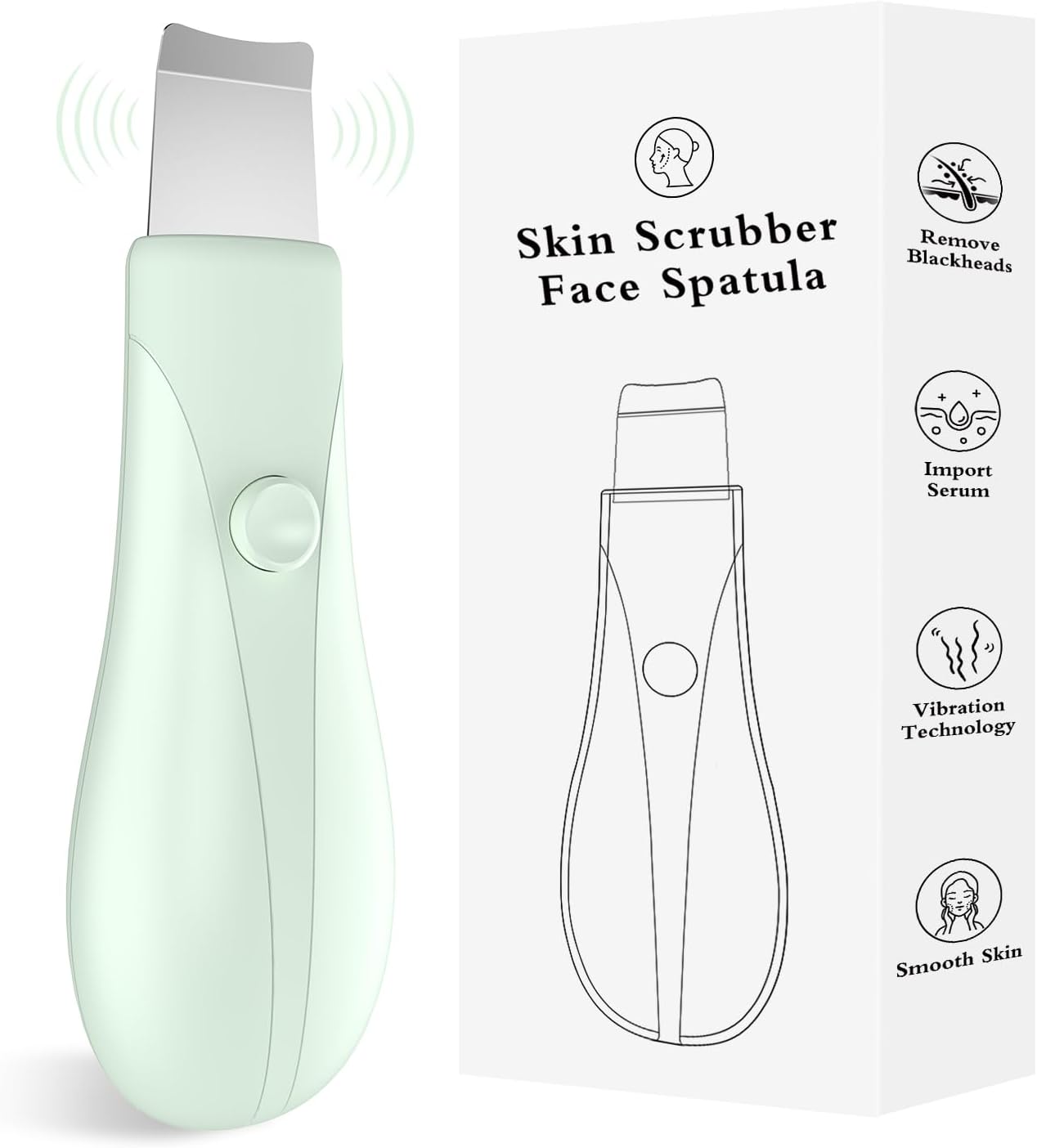 Skin Scrubber Face Spatula - Deep Cleansing Blackhead Remover Tool | Green Color for Men & Women