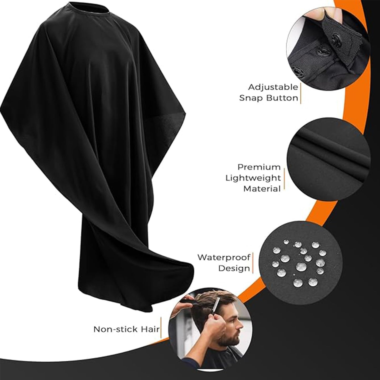Barber Cape - 10pcs Waterproof Hair Cutting Cape with Snap Closure, Anti-Static Salon Apron for Women, Men, Kids - Professional & Home Use, Black