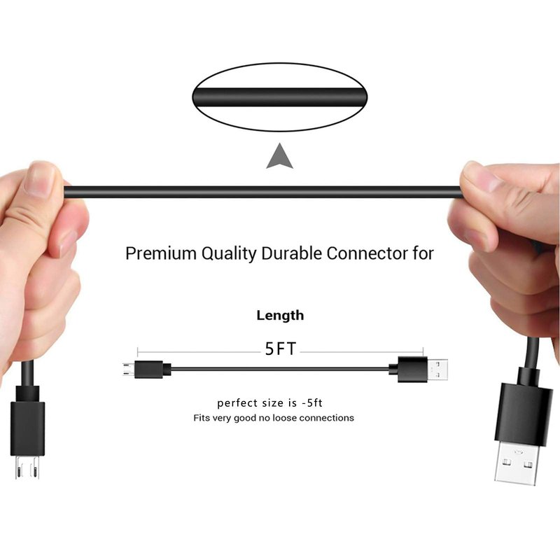 5FT Micro USB Charger Charging Power Cable Cord Compatible for Cowin e7 SE7 E9 E8 SE8 E7 Pro, Jabra Elite 45e 65t Evolve 75 65 Headphones,Bugani M83 M90 M99, Treblab HD7 FX100, BlueParrott Headsets