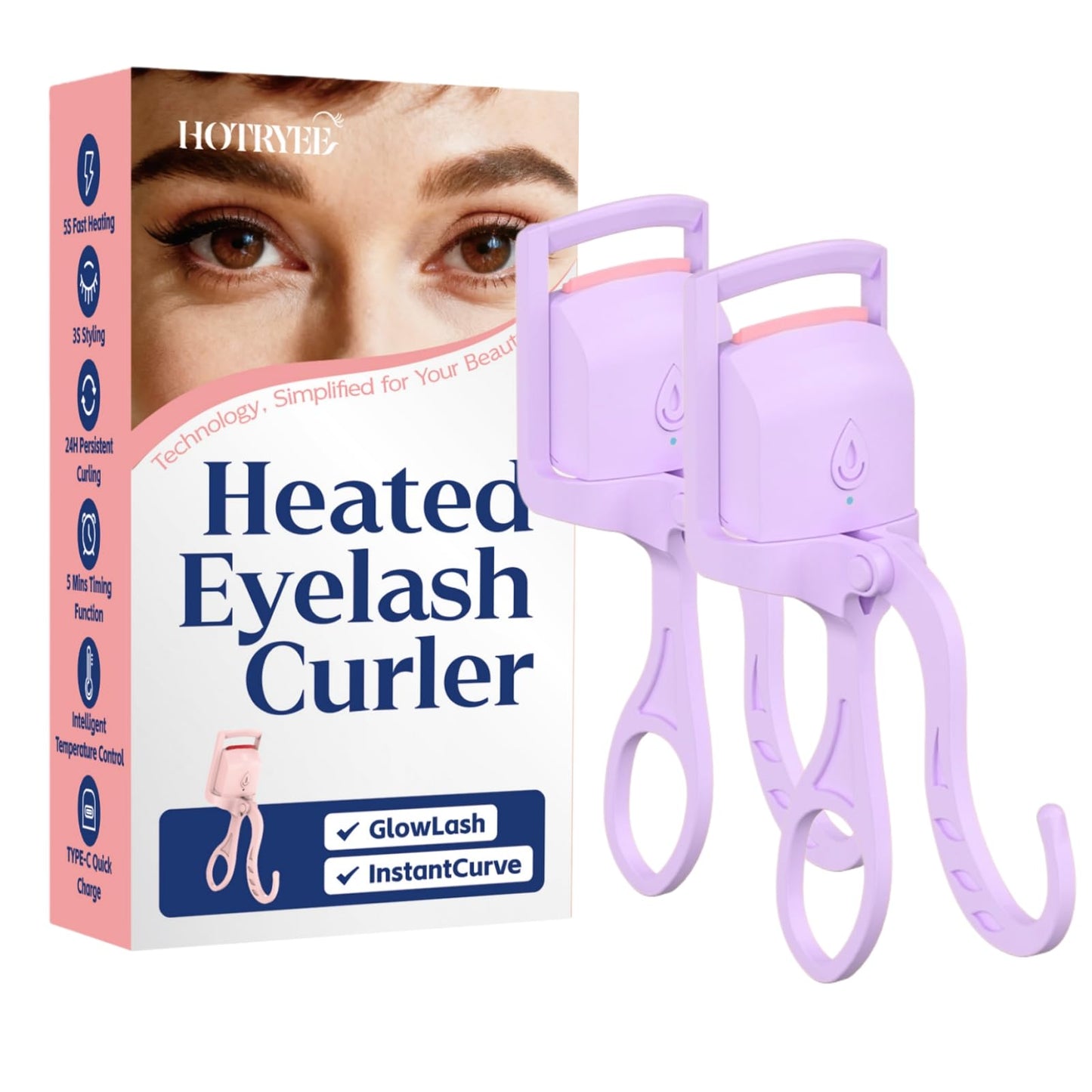 HOTRYEE Heated Eyelash Curler, 5S Fast Heating Electric Eyelash Curler