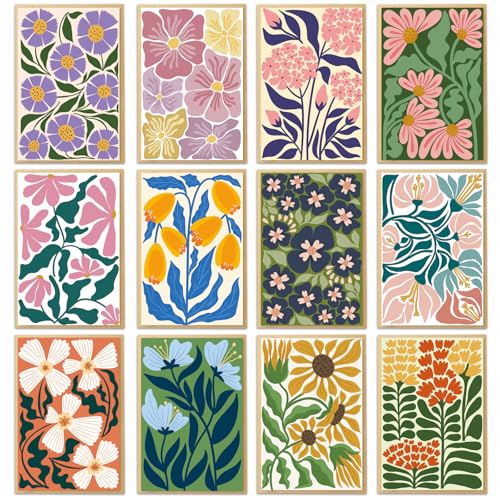 Ogeby 24 Pack Floral Greeting Cards with Envelopes & Stickers