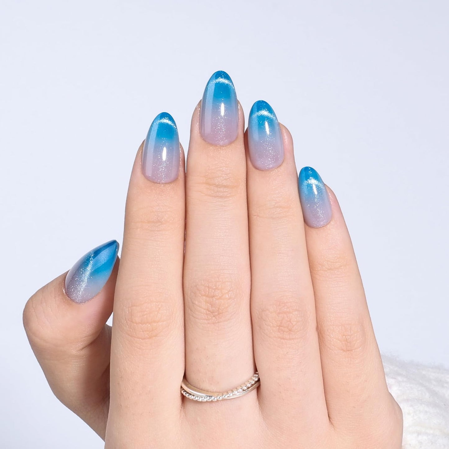 Glossy Red Press On Nails - Almond Shape Fake Nails with Glue | 32 PCS, 16 Sizes for Women