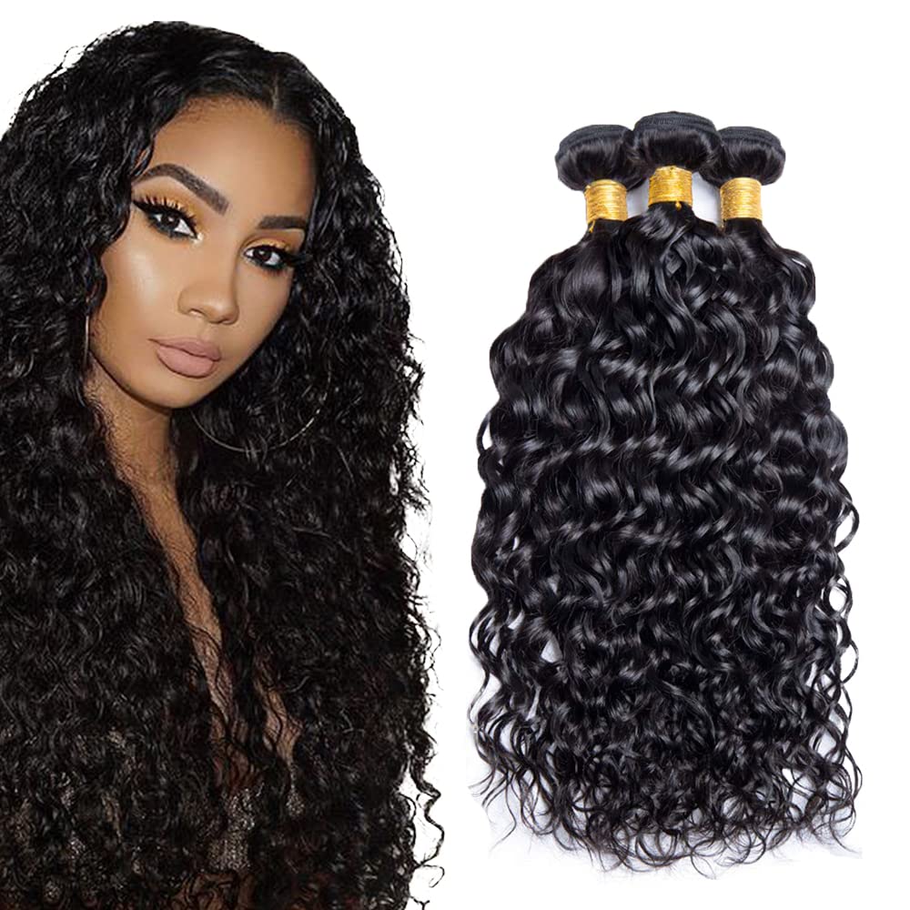 Wet and Wavy Bundles Human Hair Water Wave Bundle 1B Human Hair 3 Bundles Brazilian Natural Black 22 24 26 inch 150g