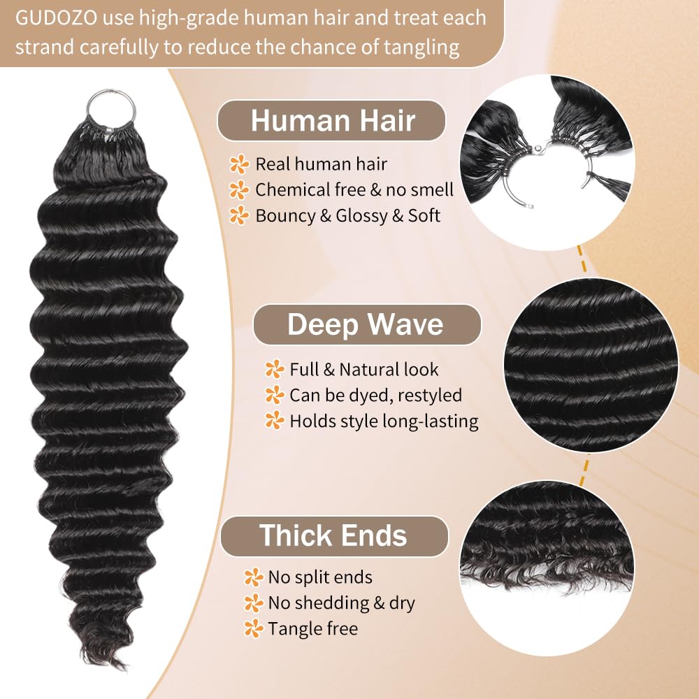 Miracle Knots Crochet Hair - 18 Inch Deep Wave Human Hair for Black Women | 125g, 100 Strands, Reusable