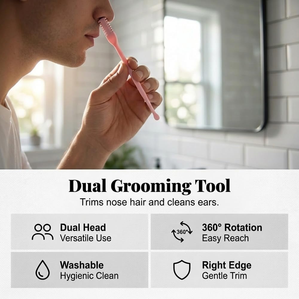 Manual Nasal Hair Cutter, 360° Rotating Nose Hair Trimmer with Double-Sided Blades, Safe & Painless Stainless Steel Nostril Hair Remover, Compact & Portable Travel Grooming Tool, 4PCS (Multicolor)