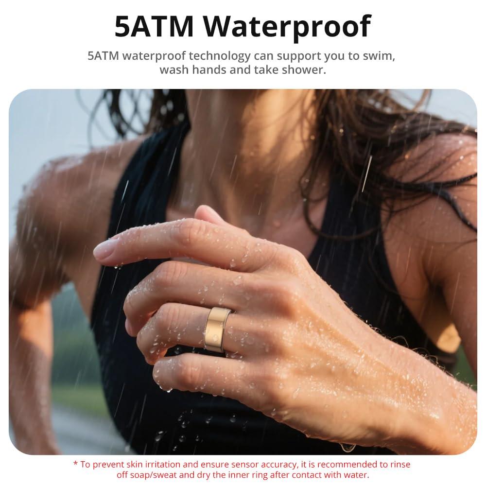 COLMI R02 Smart Ring, Smart Ring for Women and Men, with a Charging Case, Supports Heart Rate, Blood Oxygen, Sleep Health Monitoring, No Subscription Fee. (Rose Gold, 8#)