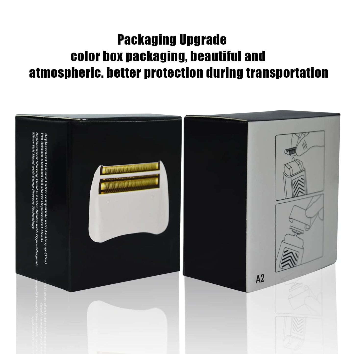 2 Packs Pro Shaver Replacement Foil and Cutters Compatible With Andis #17155 & #17150 Shaver Pro Foil (golden)
