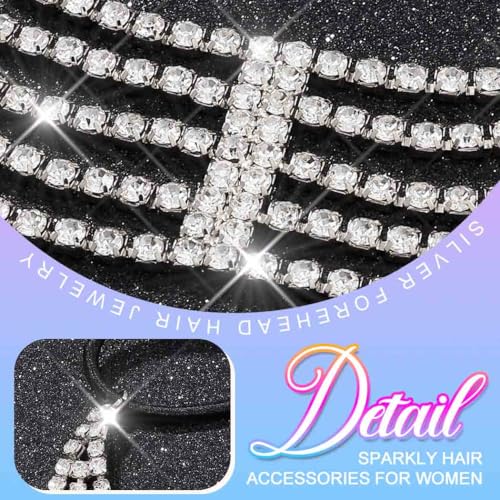 BARTOSI Silver Rhinestone Head Chain Bridal Headpiece A-Silver