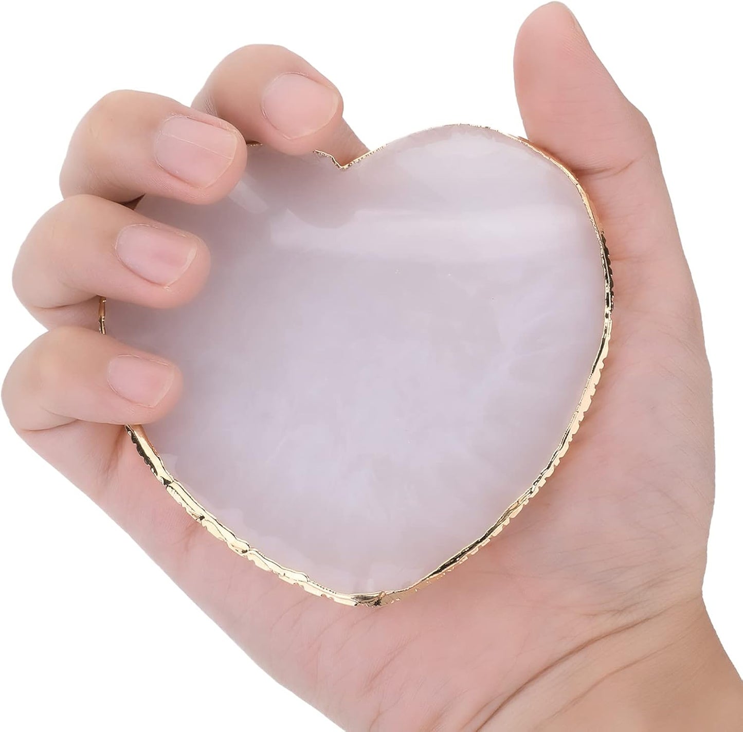 Resin Nail Art Palette - Heart Shaped Gold Edge Mixing Tray for Gel Nail Art | Makeup Foundation Display Board