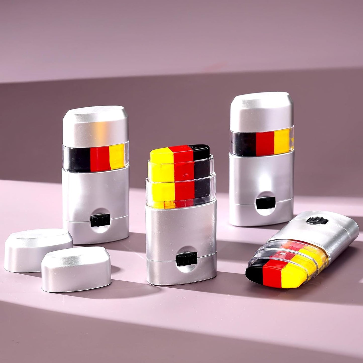 Sports Face Paint Stick Set - 4 Colors for Football, Soccer & Baseball | Safe, Blendable Makeup for Athletes (Black, Red, Yellow)