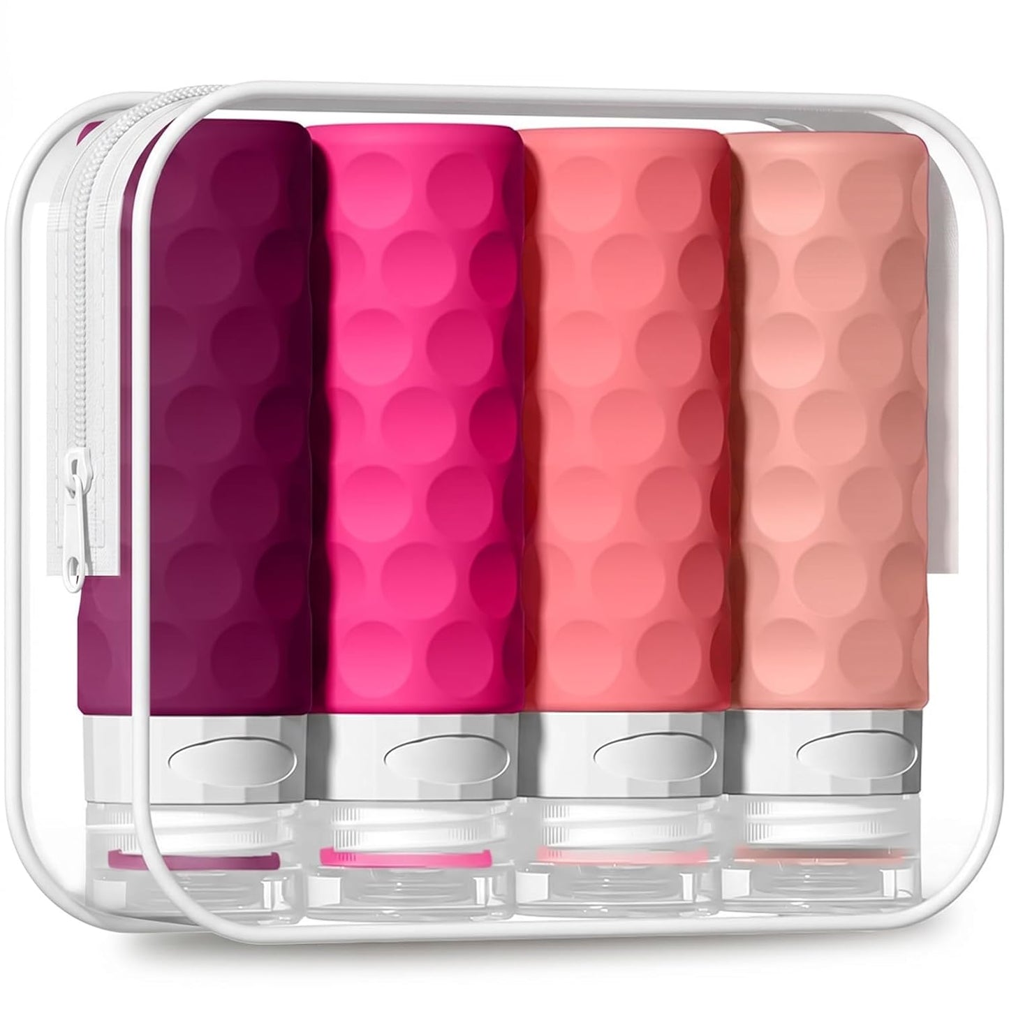Travel Bottles for Toiletries - 4PCS TSA Approved 3oz Silicone Containers | BPA Free, Leak Proof, Refillable