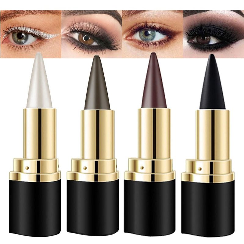 Gel Eyeliner Pencil Set - 4 Pcs Waterproof Eye Makeup Sticks in Black, Silver, Grey & Brown