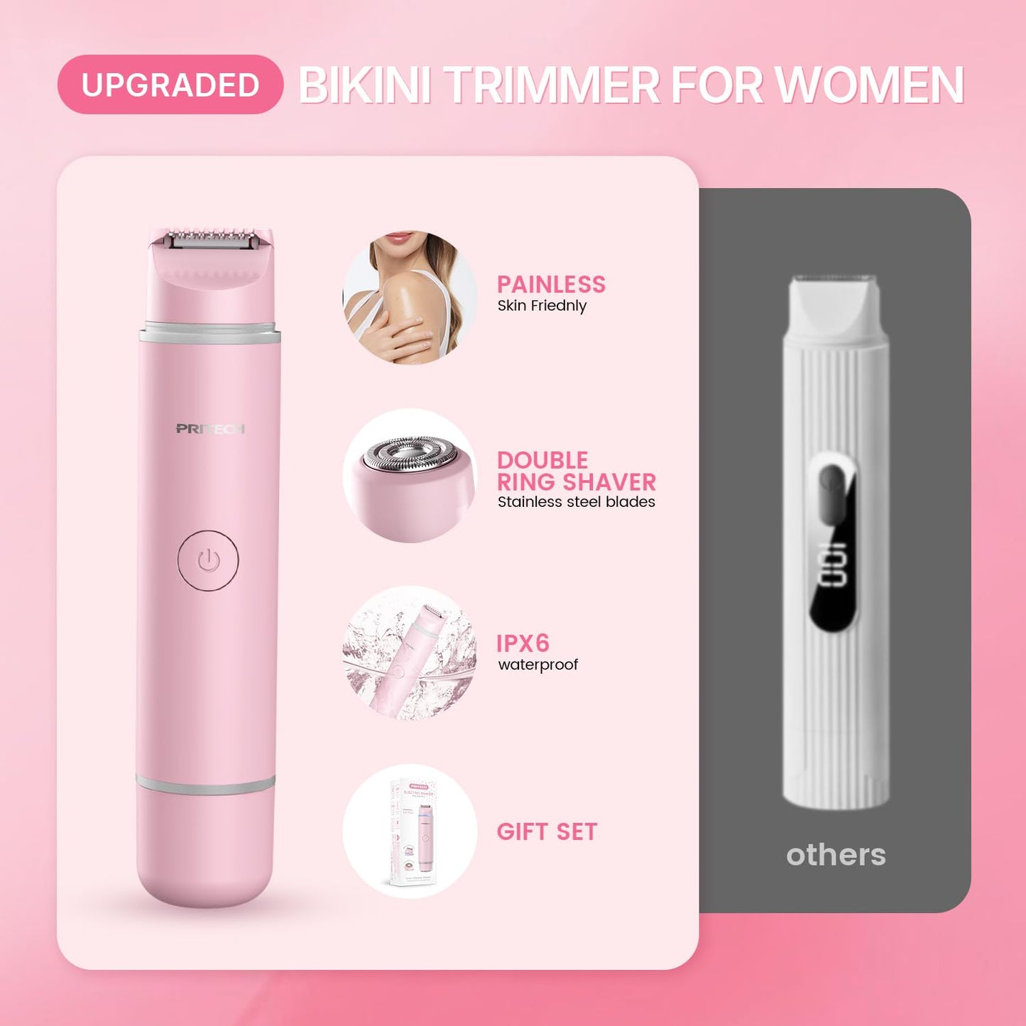 PRITECH Electric Shaver for Women Dual Head Facial Shaver for Women