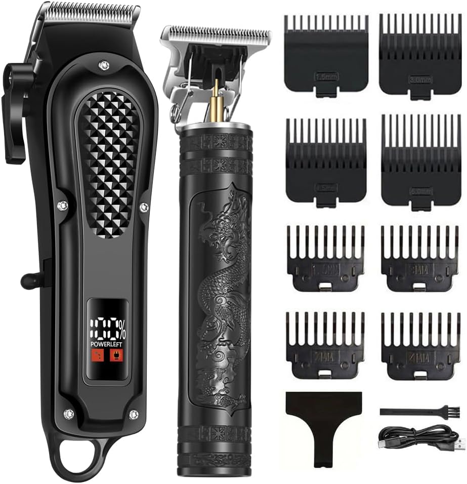 Cordless Hair Clippers for Men - Rechargeable Self Haircut Kit with Adjustable Blade & LCD Display | Grooming Trimmer for Home Use