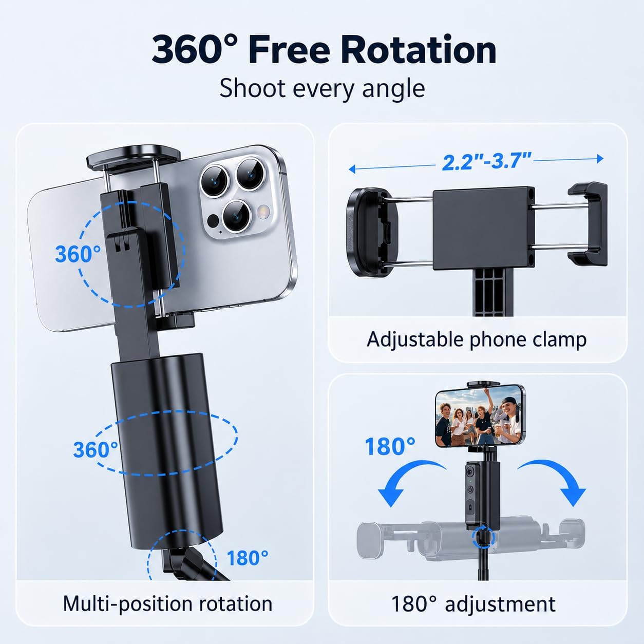 UBeesize 67" Auto Face Tracking Tripod - 360° AI Follow Selfie Stick for iPhone & Android | Perfect for TikTok & Vlogging
