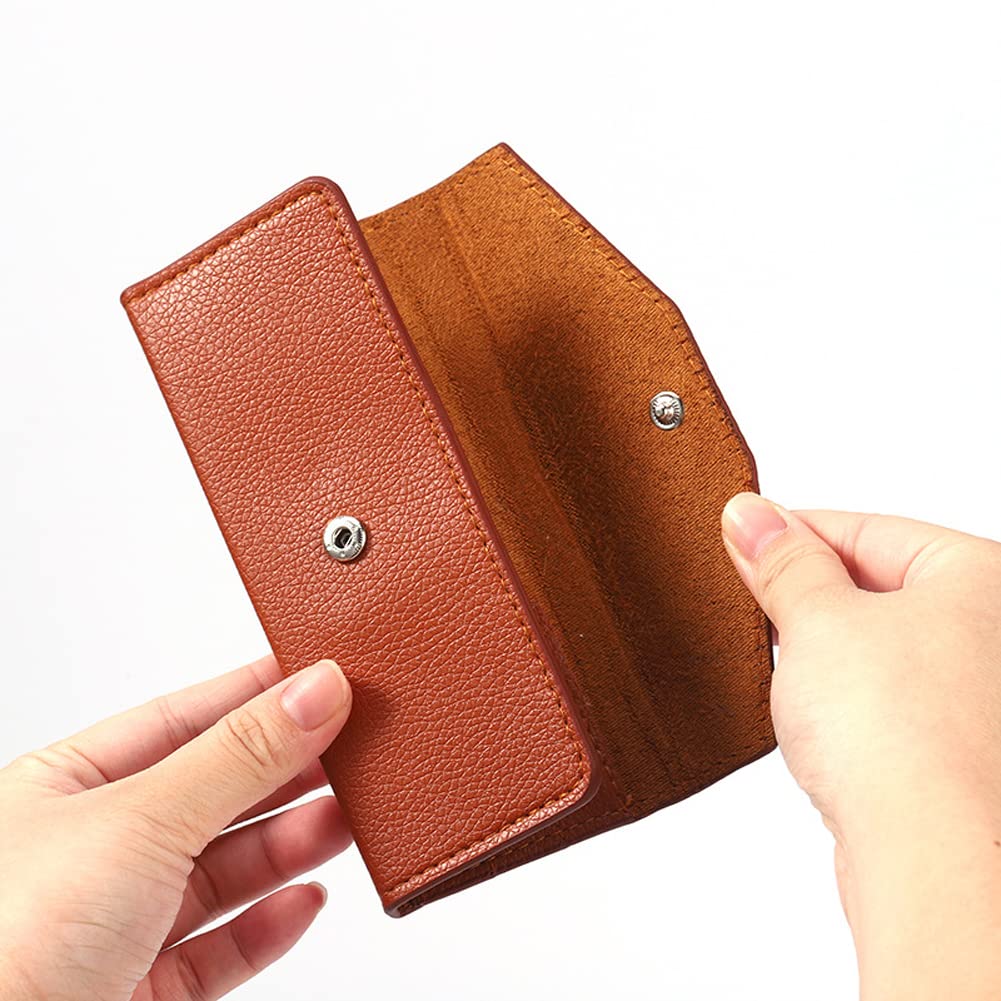 1 Piece PU Leather Empty Tweezers Storage Bag Eyelash Extensions Multi-pockets Travel Case for Eyelash Grafting Extension Tweezers (Brown)