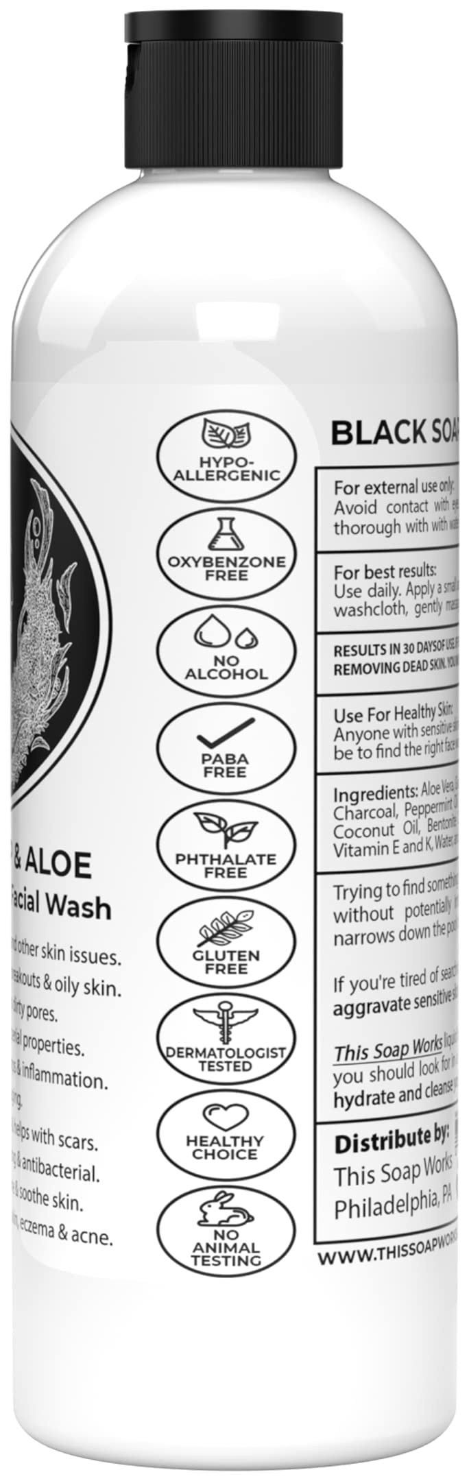 Natural Black Soap with Aloe | Helps With Bumps Dark Spot for Face Paraben Free | All Natural Ingredients Liquid Soap