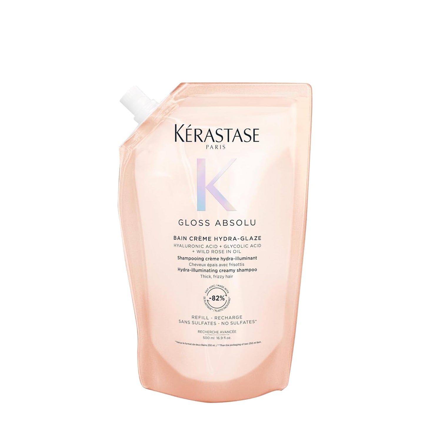 Kérastase Gloss Absolu Shampoo Refill Pouch - Sulfate-Free Anti-Frizz Formula for Thick Hair | 16.9 Fl Oz